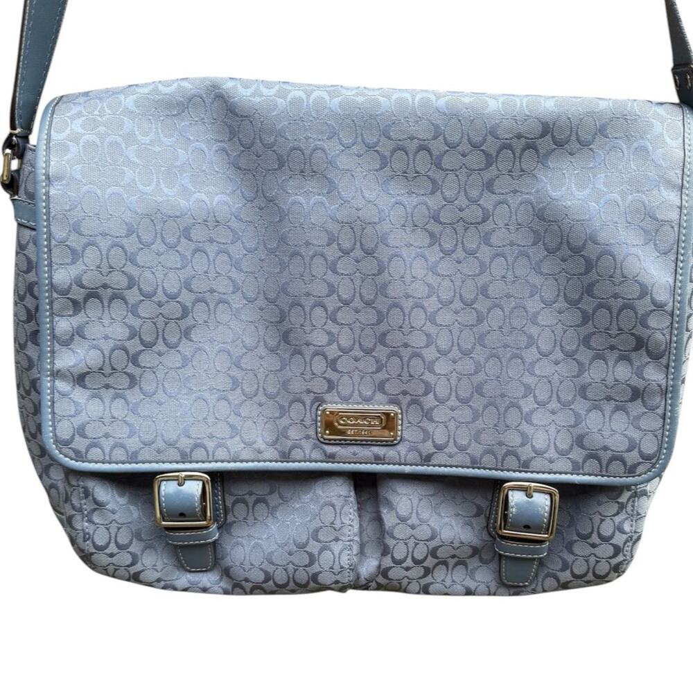 Blue Coach Messenger Saddlebag Bag Purse